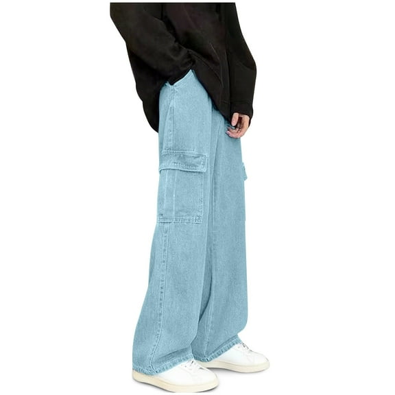 Mgmyaa Men's Fashion Casual Denim Jeans Long Pants Drawstring Elastic Waist Pocket Cowboy Trousers
