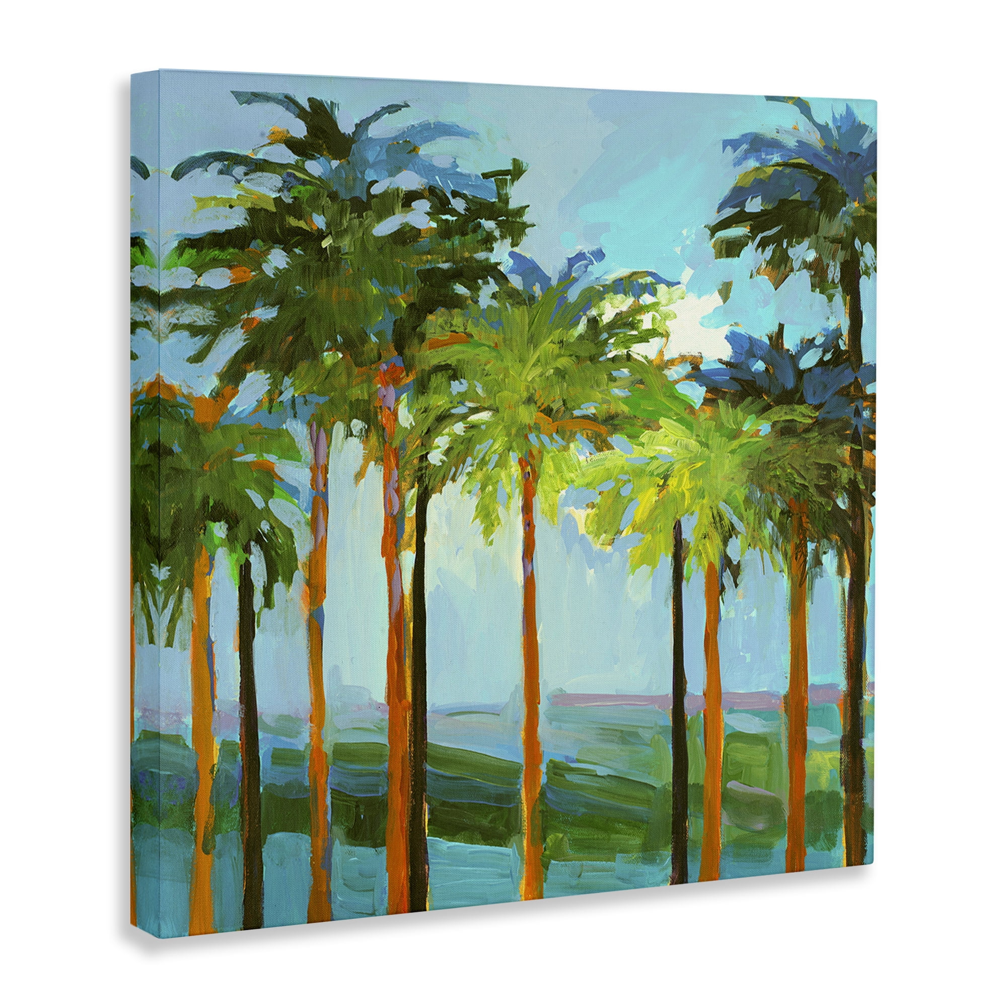 Stupell Industries Tall Palms Abstraction Coastal Painting Gallery Wrapped Canvas Art Print Wall Art, 30 x 30