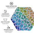 thumbnail image 3 of Picia Rainbow Glitter Printed Leather Coasters for Drinks, 4" Drink Coasters Set of 4 for Tabletop Protection, Handmade Luxurious Home Décor and Housewarming Gift -Hexagon, 3 of 6