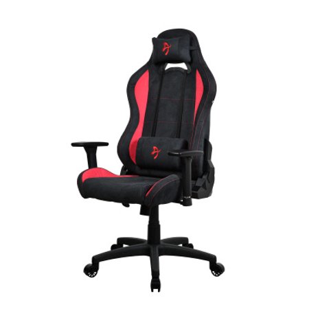 Arozzi Torretta Super Soft Upholstery Fabric Gaming Chair Breathable Fluid-Repellent Ergonomic Office Chair with Adjustable Height 3D Armrest & 2 Supportive Pillows (Red)