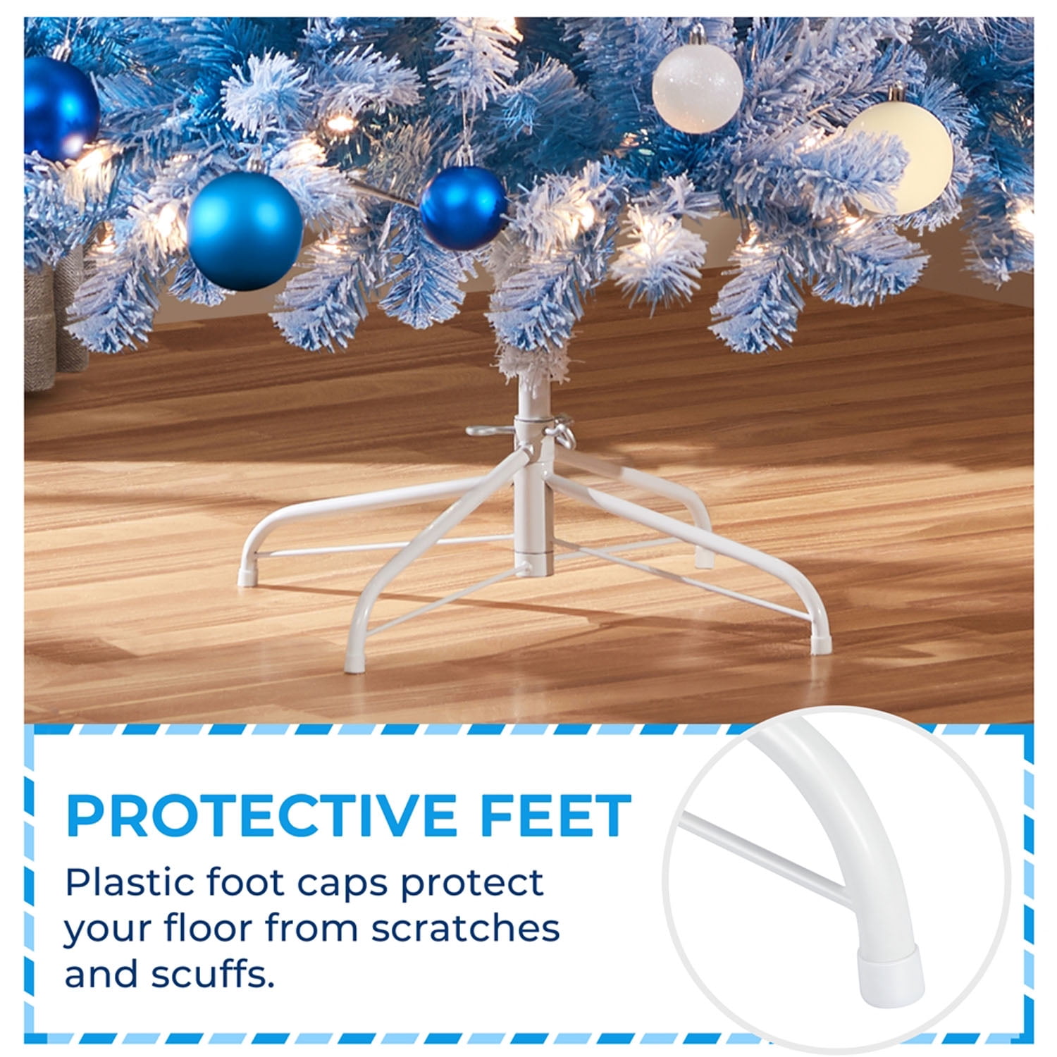 Alden Design 6FT Pre-lit Artificial Christmas Tree Holiday Decorative Fir Tree with Foldable Stand and Warm Lights,Lake Blue Gradient