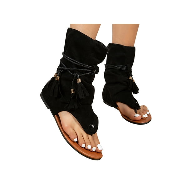 prisa Recurso Habitual UKAP Women Flip Flops Summer Sandals Bohemian Sandal Boots Retro Tassel  Thong Shoes Womens Beach Shoe Clip Toe Pull On Black 4.5 - Walmart.com