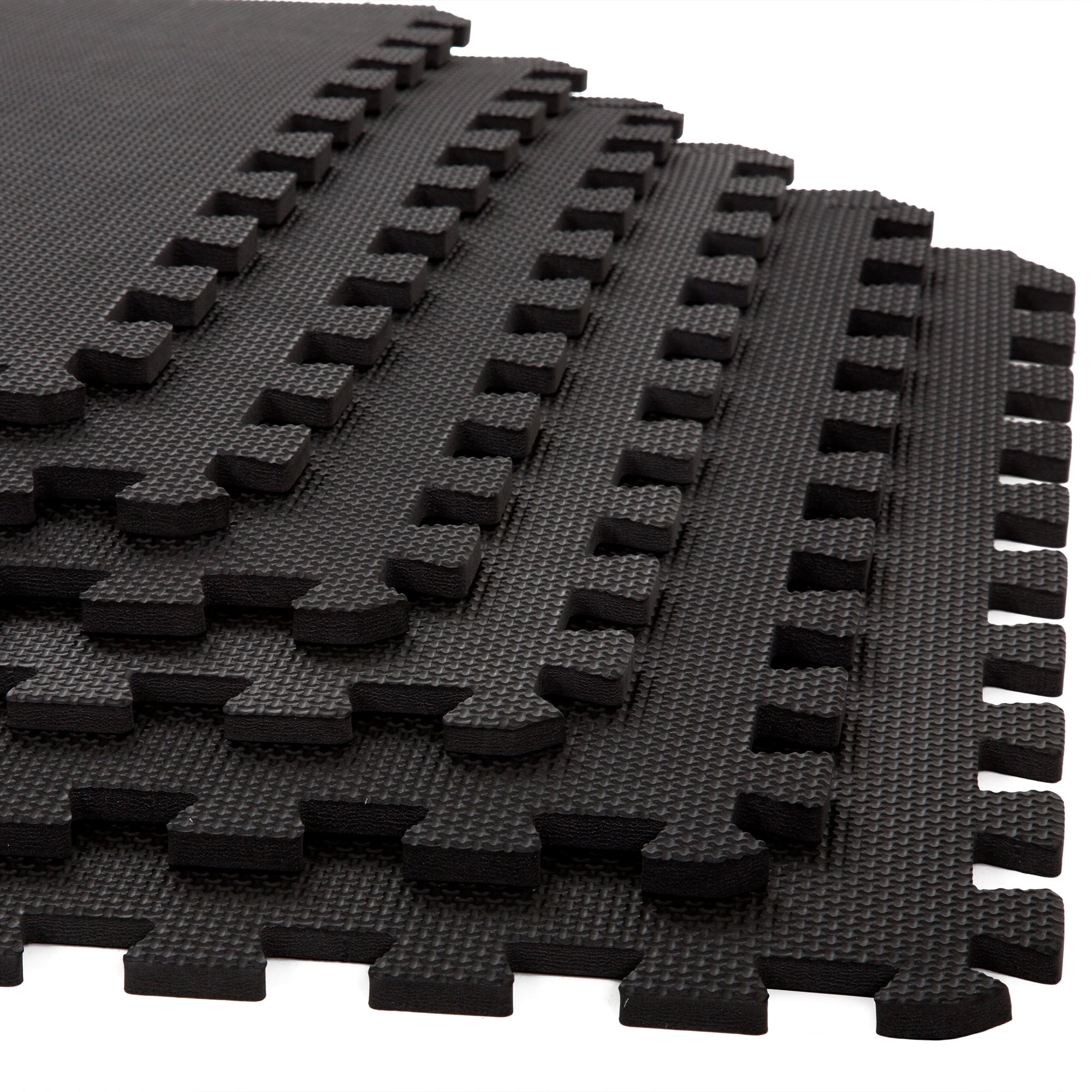 Foam Flooring Tiles – 24-Pack Interlocking EVA Foam Pieces – Non-Toxic Floor Padding for Playroom, Gym, or Basement by Stalwart (Black)