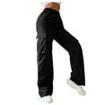 thumbnail image 5 of Up to 65 off!Lolmot Black Cargo Pants Women High Waist Baggy Straight Wide Leg Parachute Pants Loose Fit Trousers Streetwear Casual Y2K Pants with Pockets, 5 of 7