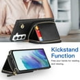 thumbnail image 5 of Phone Case for Samsung Galaxy S22 Plus S22+ 5G Wallet Cover with Tempered Glass Screen Protector and Zipper Card Holder Slot Stand Leather S22+5G S22plus 22S + S 22 22+ G5 Women Men Black, 5 of 17
