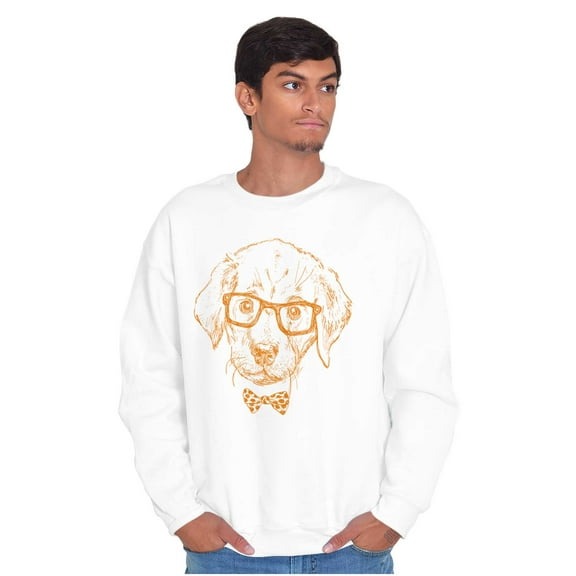 Hipster Dog Glasses Bowtie Lab Lovers Unisex Plus Fleece Graphic Sweatshirt Brisco Brands 2X