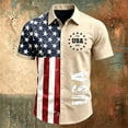 thumbnail image 3 of Homeyce Mens Casual Button Up Shirts American Flag Printed Short Sleeve 4th Of July Shirts 250 Years Of Freedom 1776-2026 Patriotic Tops for Memorial Day Independence Day Outfits,Beige XL, 3 of 4