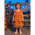 thumbnail image 4 of BemeyourBBs Toddler Baby Girl Halloween Dress Outfit Flying Sleeve 3D Pumpkin Ghost Decor Shinny Star Tutu Tulle Dress Little Girls Summer Fall Cake Smash Party Dress, 4 of 9