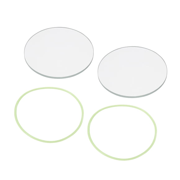 Unique Bargains 2' Dia Polished Edge Round LED Lens Flashlight Glass Lens with Silicone Ring Transparent Green 2 Set