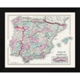 thumbnail image 2 of Gray 18x15 Black Modern Wood Framed Wall Art Titled - Spain Portugal - Gray 1878, 2 of 6