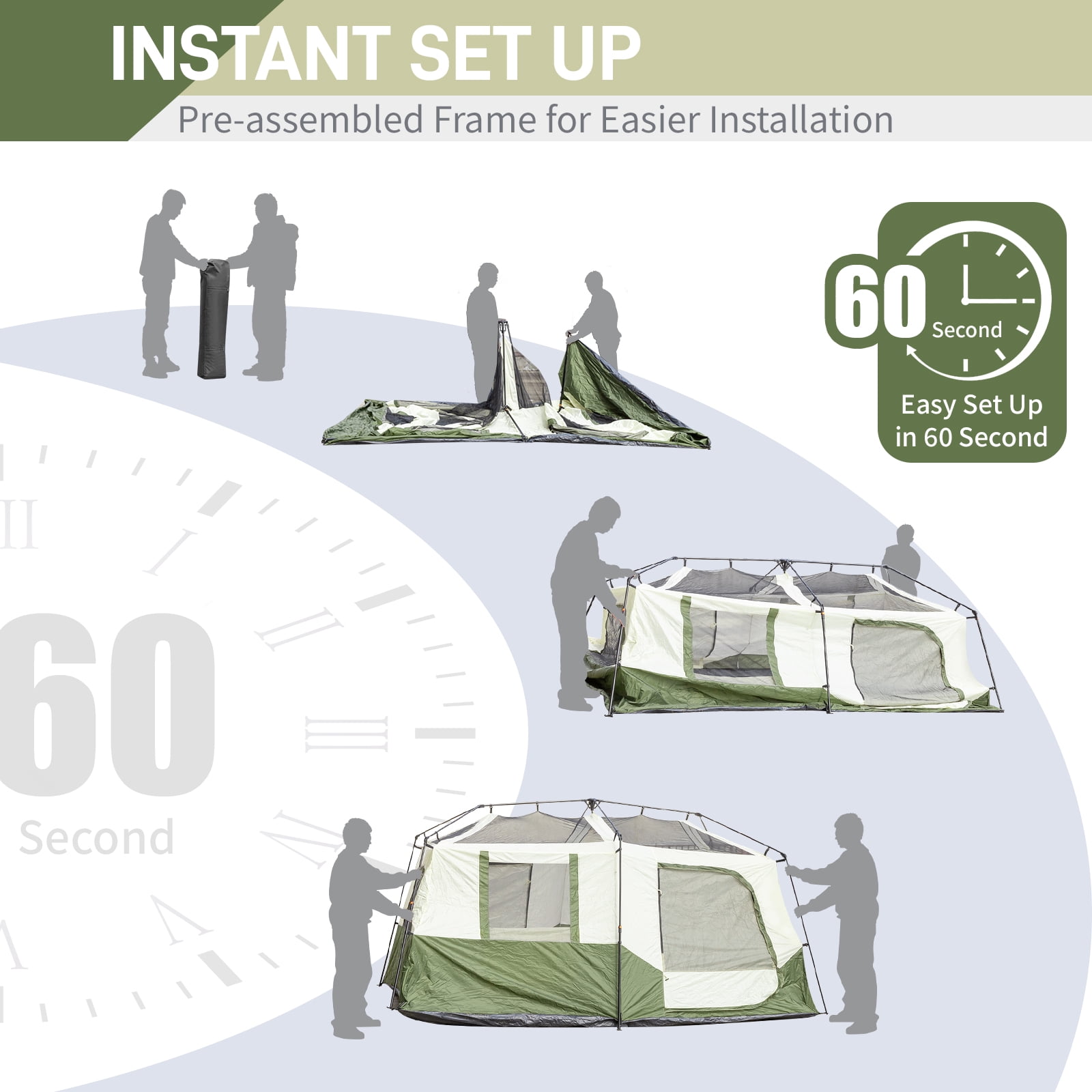 Ktaxon Camping Tent Instant Cabin Tent 8 Person 2 Room Huge Tent for Family with Storage Pockets