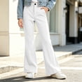 thumbnail image 4 of BXJX Girls Flare Pants, Side Pockets Fall Fashion Zip-Button Kids Casual Trousers White Size 5-6 T, 4 of 6