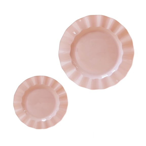 Plastic Party Plates by Celebrate It – 40-Count Disposable Plate Set with Wavy Rim - Includes 20 Small (7") & 20 Large (10") Plates - Pink
