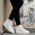 thumbnail image 4 of Men's Solid White High-Top Leather Platform Sneakers, 4 of 5