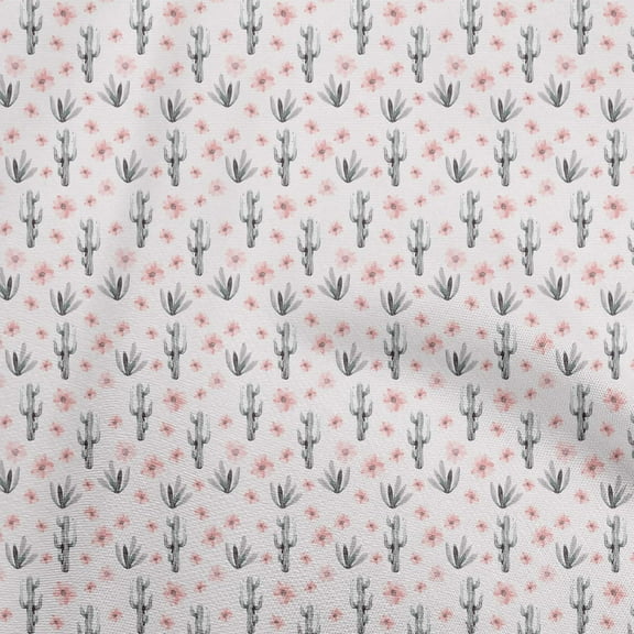 oneOone Polyester Spandex Green Fabric Cactus Diy Clothing Quilting Fabric Print Fabric By Yard 56 Inch Wide