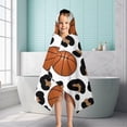 thumbnail image 6 of White Leopard Basketballs Pattern Hooded Bath Towel，50"x30" for Ages 3 To 12 Kids, Quick Dry Lightweight Soft Microfiber Hood Beach Towel Cover Up for Kids, 6 of 7