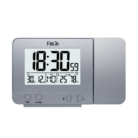 Rotatable Lcd - FanJu Projection Alarm Clock Rotatable Digital Projection Clock Multifunctional LCD Clock Digital Date Snooze Function Backlight Rotatable Projector Clock