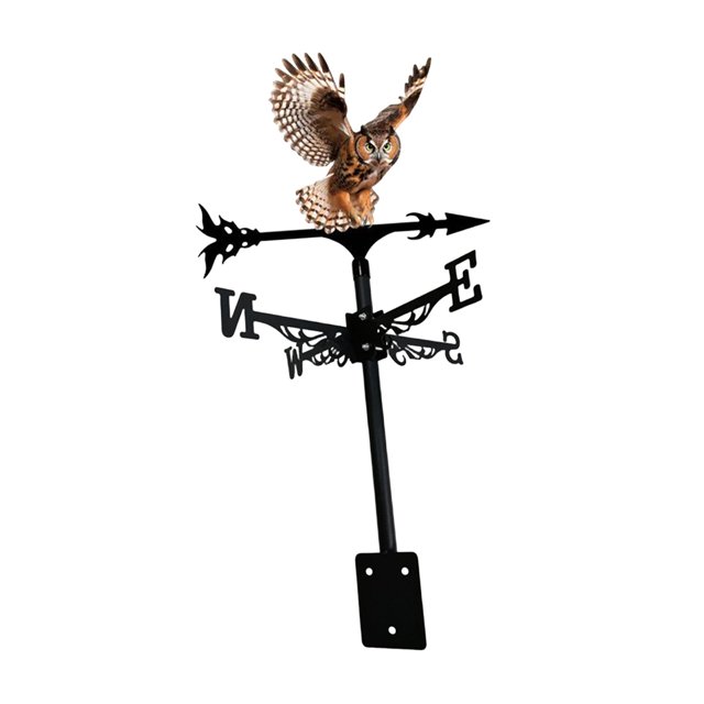 Veleta de búho, adorno de búho, artesanía artística, decoración de techo, regalo, veleta de hierro con forma de animal T158