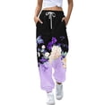 thumbnail image 2 of Women's Casual Pants Women'S Bottom Sweatpants Joggers Pants Workout High Waisted Yoga Pants With Pockets,Purple Women's Casual Pants S, 2 of 5
