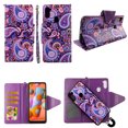 thumbnail image 1 of Purple Paisley Case for Samsung Galaxy A11 / M11 Magnetic Detachable Pu Leather Wallet Cover Flap Closure and Snap-on Book Style Cases Card Holders Wrist Strap 2 in 1 Folio, 1 of 3