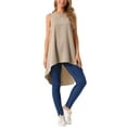 thumbnail image 2 of INSPIRE CHIC Women's High Low Tops Casual Sleeveless Blouse Crewneck Asymmetrical Loose Shirt Summer Top M Khaki, 2 of 5