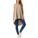 thumbnail image 2 of INSPIRAR CHIC Top sin mangas para mujer, cuello redondo, dobladillo asimétrico, ajuste holgado, blusa tunic alta y baja, caqui M, 2 of 5