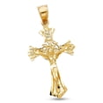 thumbnail image 1 of Jesus Celtic Cross Crucifix 14k Yellow Gold Solid Religious Design Christ Unique Style Charm Christian Genuine 28 mm x 18 mm, 1 of 1