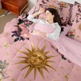 thumbnail image 5 of Homewish Girls Blossoms Twin Bedding, Hippie Sun Stars Bedding Comforter Set, Pink, Pink Reversible 7-Piece, 5 of 7