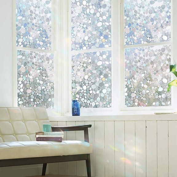 USHOBE 2pcs Static Cling Window Privacy Film Removable No Glue Pet Cuttable