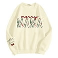 thumbnail image 3 of Christmas Mama Sweatshirts for Women 2025 Long Sleeve Crewneck Merry Mama Claus Graphic Sweatshirt Pullover Tops, 3 of 6