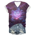 thumbnail image 5 of FDGIU Halloween Shirts for Women Women's Fashion Casual Comfortable Printed Short Sleeved V-Neck T-Shirt Blouse Spooky Season Graphic, 5 of 5