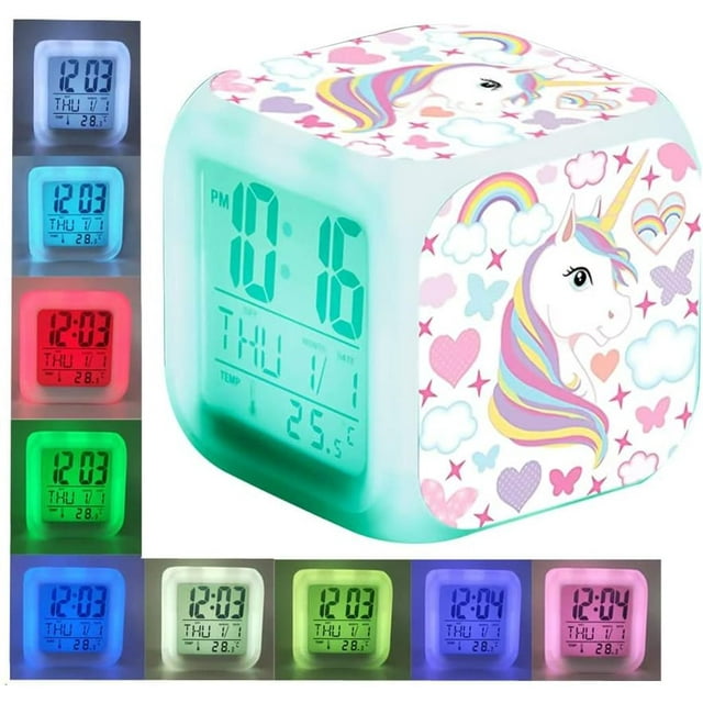 Wake-up light Lichtwecker, 8 natürlichen Klängen Kindertagesgeschenk für Kinder Mädchen 12/24 Stunden Digitaluhr Licht, control de un botón, Nachttischuhr mit Datum, temperatura Ormromra LL-1612