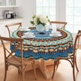 thumbnail image 2 of Round Tablecloth 60 inch, Bohemian Circle Table Cloth Cover, Waterproof and Wrinkle-Free, Colorful Summr Boho Tablecloths Decor for Home Kitchen Dining Party, 2 of 5