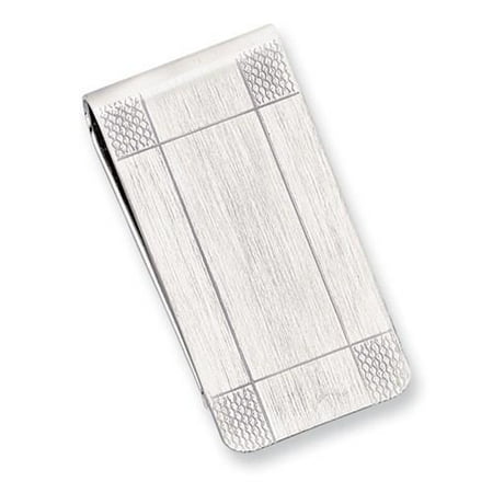 Rhodium-plated Satin Patterned Corner Engravable Money Clip