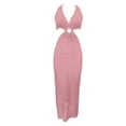 thumbnail image 7 of Womens Crochet Beach Cover Up Dress V-Neck Sleeveless Long Knit Halter Backless Bikini Wrap with Cut-Out, Summer Swimwear Cover Ups, 7 of 7