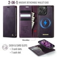 thumbnail image 3 of Magnetic 2 in 1 Magsafe Detachable Wallet Case for iPhone 15 Pro with Card Holder Women Men, Retro PU Leather【RFID Blocking】Kickstand Shockproof Cover, 3 of 11