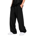 thumbnail image 3 of WERYOUNG Boys Casual Pants Elastic Waist Solid Color Wide Leg Sweatpants Toddlers Kids Lightweight Back To School Pants 4-5 Years, 3 of 7