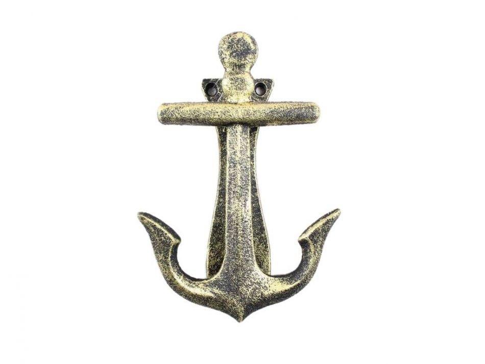 Cast Iron Antique Style SHIP ANCHOR Door Knocker NAUTICAL PIRATE Brown Finish 