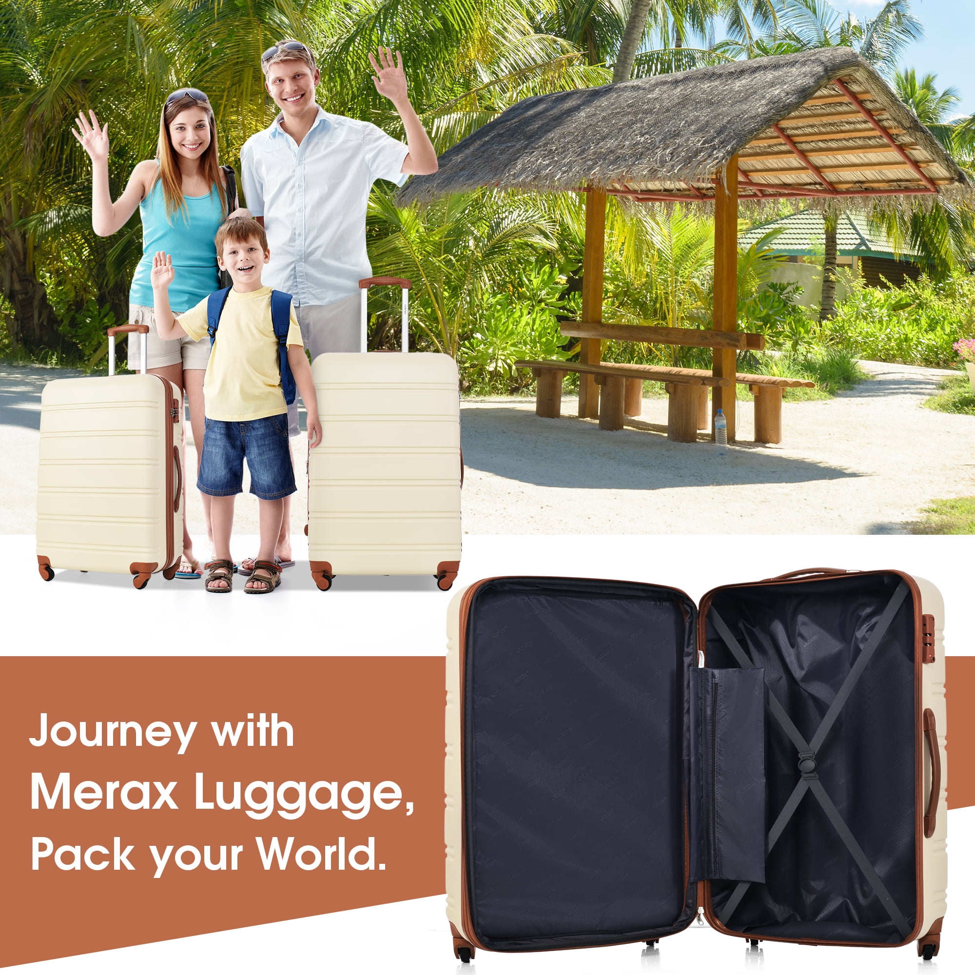 Aukfa 13 Piece Luggage Set Expandable Hardside Carry on Suitcase Set with TSA Lock (16/20/24/28) - Beige