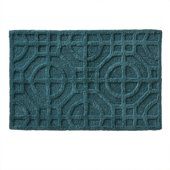Vern Yip by SKL Home Floral Lanterns Bath Rug, Teal, 100% Cotton, 20"x 30"