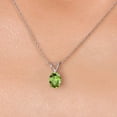 thumbnail image 3 of Gem Stone King 10K White Gold Green Peridot Pendant Necklace for Women | 0.50 Cttw | Gemstone August Birthstone | Oval 6X4MM | With 18 inch Chain, 3 of 6