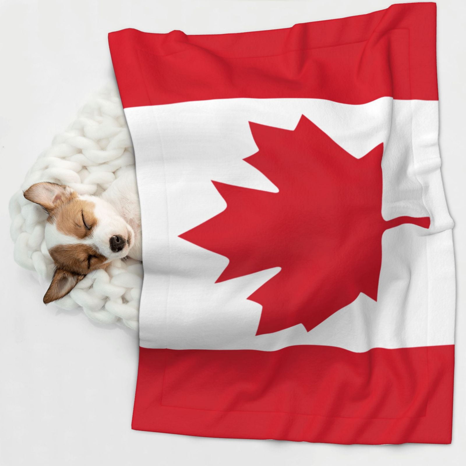 Flannel Throw Dog Blanket Flag Of Canada Soft Warm Print Pet Blankets for Small Dog Cat Puppy