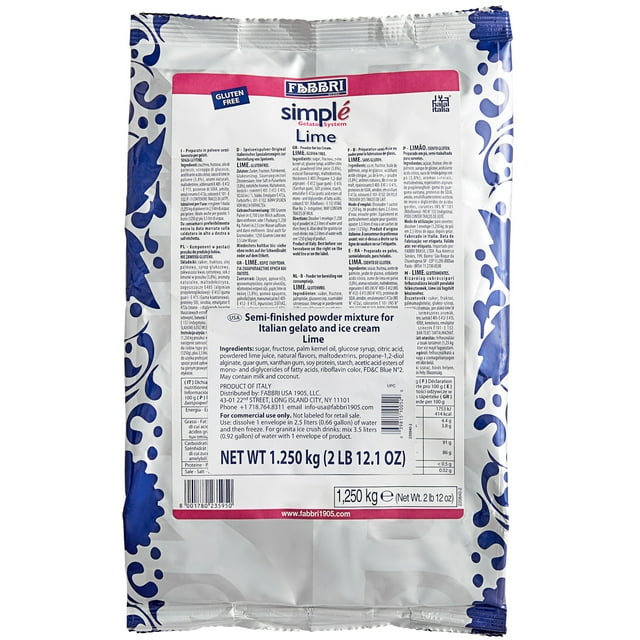 Fabbri 1.25 kg Lime Simple One-Step Soft Serve / Frozen Dessert Mix