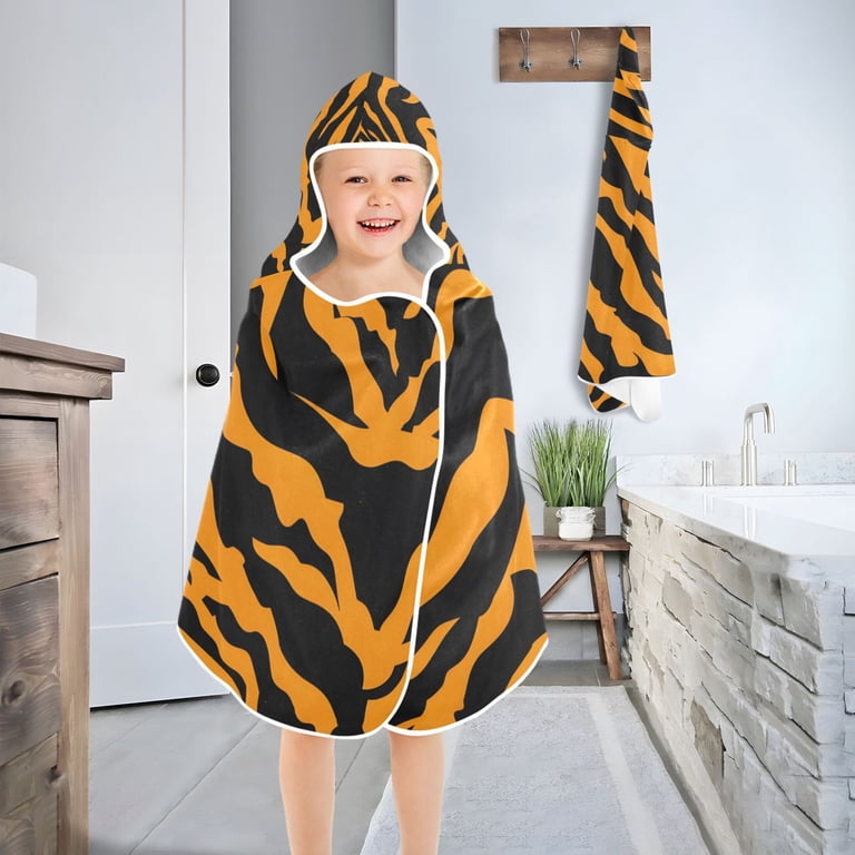 Kids Novelty Hooded Towel - Tiger Hula Poncho For Beach & Bath | 100% Cotton | Boys & Girls