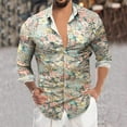 thumbnail image 2 of Hpapadks Mens Summer Shirts Long Sleeve Floral Print Business Button Lapel Leisure Blouses Loose Mens Dress Shirt Khaki XXL, 2 of 5