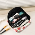 thumbnail image 2 of FORMRS Makeup Bag Travel Cosmetic Organizer for Women Fold Flat Zipper Pouch with Handle, White Apple Pattern, 2 of 8