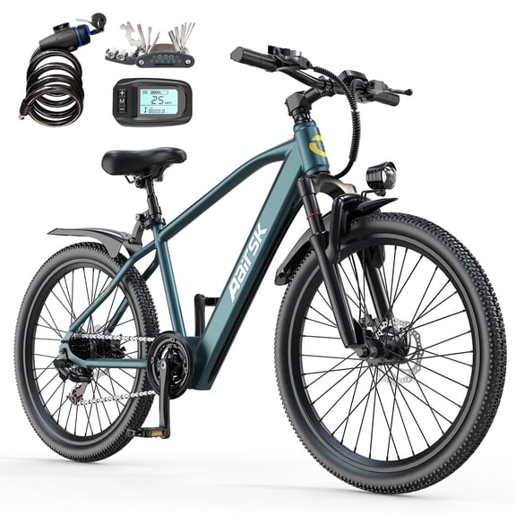 26" Electric Bike for Adults, 748W Peak Brushless Motor, up to 40Miles, 22mph Max Speed Electric Mountain Bike, 36V 10Ah 468WH Battery Ebike with NFC, 7-Speed and Front Suspension