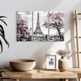 thumbnail image 3 of Elephant Stock Eiffel Tower Landscape Pop Wall Art - Horizontal Multi Panel Canvas - Living Room Wall Decor - Places Multi Panel - Gray And Pink Decor - 23" x 14", 3 of 8