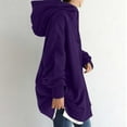 thumbnail image 5 of Lilgiuy Women's Solid Color Hoodie Zipper Long Sleeve Sweatshirts Long Coat Tops With Pockets Purple，6（M） Winter Clothes for 2022, 5 of 5