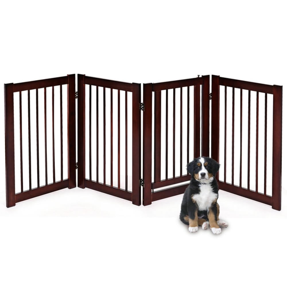 YYAo Dog Gates for The House,Dog Gate for Stairs,Pet Gate Safety Fence, 30 Inch Configurable Folding 4 Panel Wood Fence